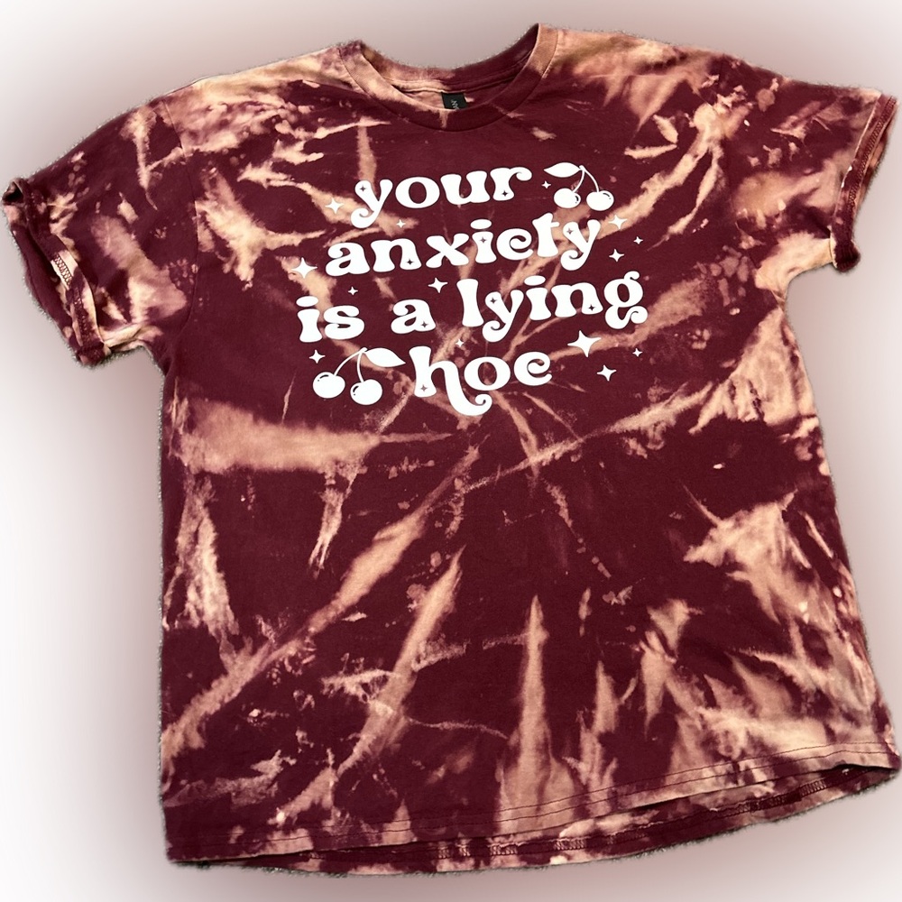 Gildan Maroon Bleached Graphic T-Shirt